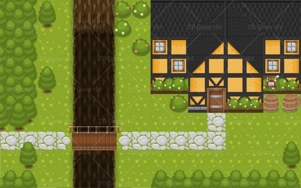 The Village Top Down Game Tileset Game Art 2d
